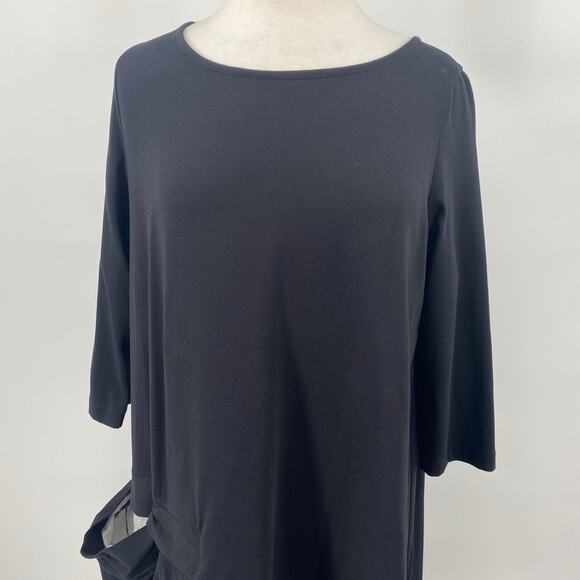 Urban by Alembika Dress Cotton Asymmetrical Patterned Pocket Knit Black Women 12 - Picture 4 of 11